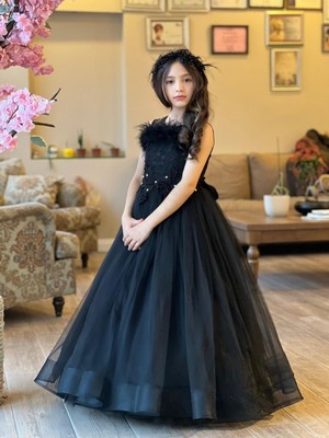 Uğur Böceği Çocuk Tüylü Incili Abiye Taçlı 2'li Set Takım