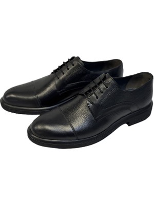 KAFKASLAR AYAKKABI Deri Klasik İpli Erkek Takım Elbise Ayakkabısı Kalın Taban Siyah