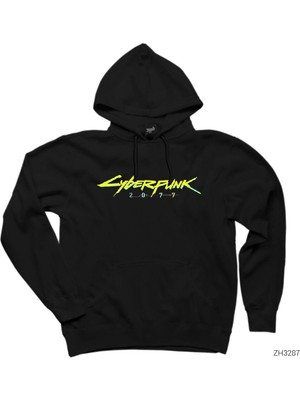 Wakha Cyberpunk 2077 Logo Siyah Kapşonlu Sweatshirt Hoodie