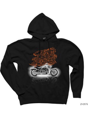 Wakha Harley Davidson Lined Siyah Kapşonlu Sweatshirt Hoodie