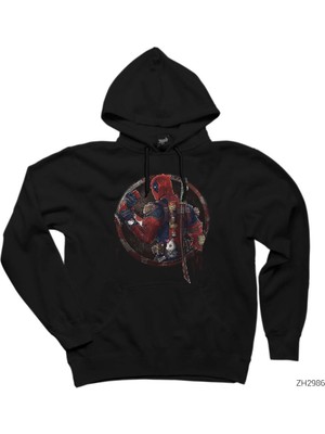 Wakha Deadpool Distorted Siyah Kapşonlu Sweatshirt Hoodie