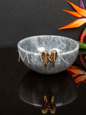 Miarik Design Mermer Gri Kase Sunum Pirinc Obje Aksesuarlı