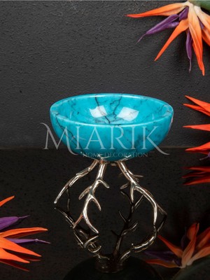 Miarik Design Renkli Dogal Mermer Kase Pirinc Boynuz Ayakli