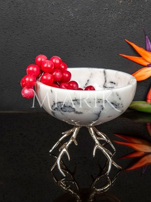 Miarik Design Mermer Kase Pirinç Geyik Boynuzu Ayak Detayli Kase