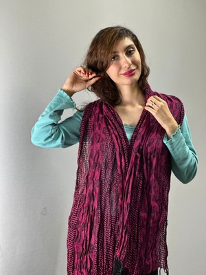 Leopar Desenli Kabartma Kadın Fular Şal 170X65 cm