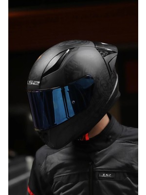 LS2 Rapıd 2 Race Takaroa Mat Siyah Kask + Spoiler Hipoalerjenik İç Astar ve Polikarbon Dış Kabuk