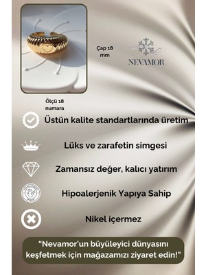 Nevamor Altın Kaplama Kalp Detaylı Gold Yüzük