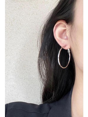 Kadın 316 L Çelik 4 cm Halka Küpe