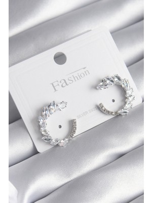 Callerrons Accessories Gümüş Renk Zirkon Taşlı Kadın Küpe - EBJ241206W26268