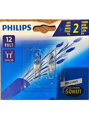 Philips 50 Watt / 12 Volt Halojen Kapsül Ampul-Sarı Işık (Hazır 2'li Paket)