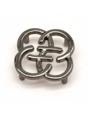 Angel Çanta Aksesuar Gümüş Renk 2  Cm Çiçek Model Plaka Süs