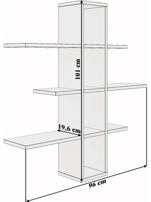 Moka Park AVM 10 Bölmeli 3 Raflı Duvara Monte Dekoratif Çok Amaçlı Raf Kitaplık