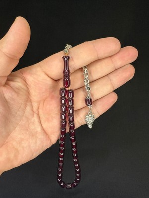 Anemore Collection Toz Kehribar Tesbih Kahverengi Renkli Kapsül Kesim 6mmX9mm T-627