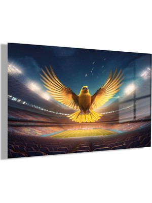 Gaagart Temperli Gerçek Cam Yatay Stadyumda Uçan Sarı Kanarya