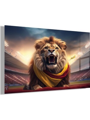 Gaagart Temperli Gerçek Cam Yatay Stadyumda Oturan Aslan