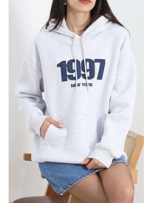 Gıronda Kot Nakışlı Oversize 3 Iplik Sweat Gri - 2442.336.