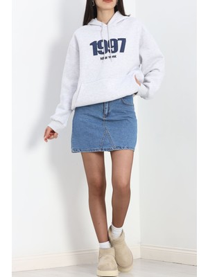 Gıronda Kot Nakışlı Oversize 3 Iplik Sweat Gri - 2442.336.