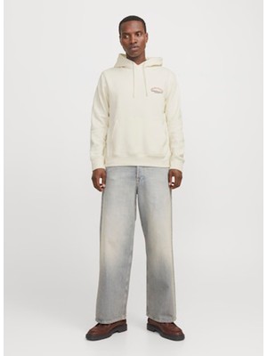 Jack & Jones Kapüşon Yaka Krem Erkek Sweatshırt 12265823_JORFREDERIKSBERG Margate S