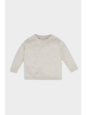 DeFacto Erkek Bebek Bisiklet Yaka İçi Yumuşak Tüylü Basic Düz Sweatshirt E5263A524WN