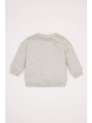 DeFacto Erkek Bebek Bisiklet Yaka İçi Yumuşak Tüylü Basic Düz Sweatshirt E5263A524WN