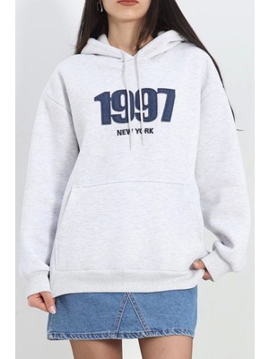 Kazax Kot Nakışlı Oversize 3 Iplik Sweat Gri - 2442.336.