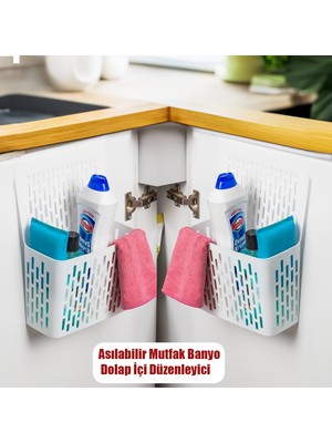 Porsima Mutfak Banyo Organizer Deterjanlık Beyaz BPA İçermeyen Plastik 32x24x9 cm