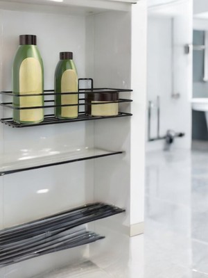 Ahlas Store Siyah Yapışkanlı Banyo Düzenleyici Şampuanlık Banyo Rafı Duş Rafı Organizer