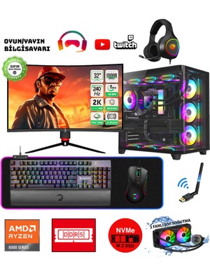 Zeiron Atlantik RX15 Ryzen 5 8400F 16GB Ddr5 Ram 512 GB M.2 Nvme SSD 8gb 256BIT RX580 32" 240Hz Oyuncu Masaüstü Bilgisayarı