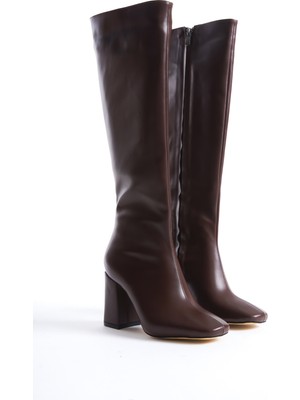 Vonje Carmen Kahverengi Kadın Topuklu Çizme