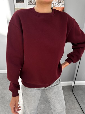 Bisiklet Yaka Oversize Basic Sweatshirt