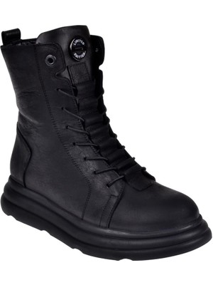 Pullman Voyager Hakiki Deri Düz Taban Kadın Bot VOY-9314   SİYAH NUBUK