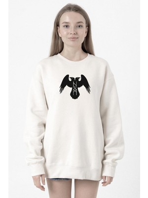 Tshirthane Thor's Ravens Huginn And Muninn Beyaz Kadın 2ip Sweatshirt