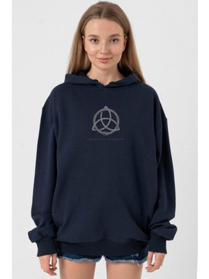 Tshirthane Dark Everything Is Connected Lacivert Kadın 3ip Kapşonlu