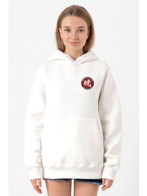 Tshirthane One Piece Anime Ninja Org. N.S Beyaz Kadın 3ip Kapşonlu Sweatshirt