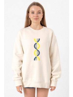 Tshirthane Sarı Lacivert Dna Ekru Kadın 2ip Sweatshirt