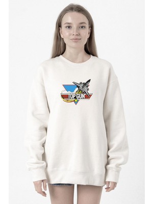 Tshirthane Top Gun Vintage Jet Stars Beyaz Kadın 2ip Sweatshirt