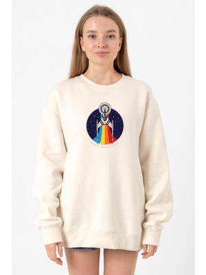 Tshirthane Star Trek Discovery Retro Ship Ekru Kadın 2ip Sweatshirt