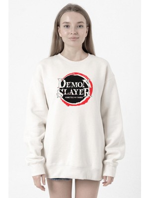 Tshirthane Demon Slayer Anime Squad Demon Slayer Kimetsu No Yaiba Beyaz Kadın 2ip Sweatshirt