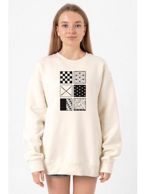 Tshirthane Demon Slayer Anime Patterns Ekru Kadın 2ip Sweatshirt