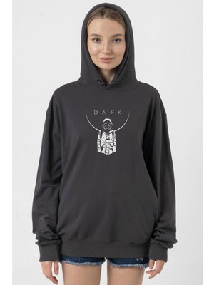 Tshirthane Dark Mono Füme Kadın 2ip Kapşonlu