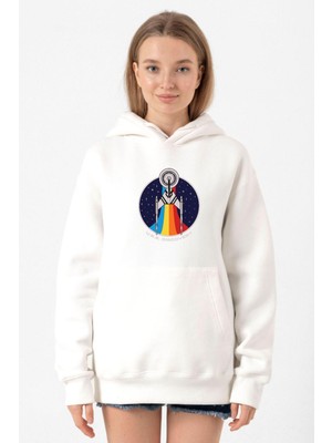 Tshirthane Star Trek Discovery Retro Ship Beyaz Kadın 3ip Kapşonlu Sweatshirt