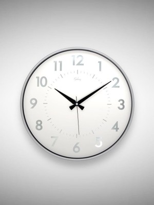 Store 717-K-2 Serisi Klasik Rakamlı Metal Görünümlü Sessiz Akar Modern Duvar Saati 40 cm Gri