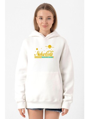 Tshirthane Fallout Nukacola Quantum Beyaz Kadın 3ip Kapşonlu Sweatshirt