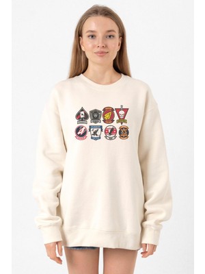 Tshirthane Top Gun Maverick Badge Layout Group Ekru Kadın 2ip Sweatshirt