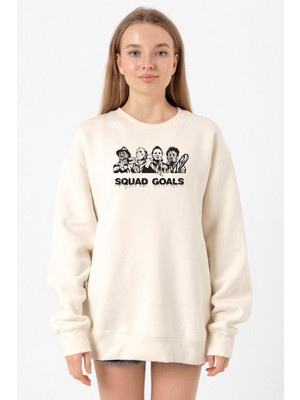 Tshirthane Horror Movie Squad Goals Ekru Kadın 2ip Sweatshirt