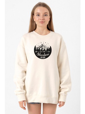Tshirthane Let The Adventure Begin Ekru Kadın 2ip Sweatshirt