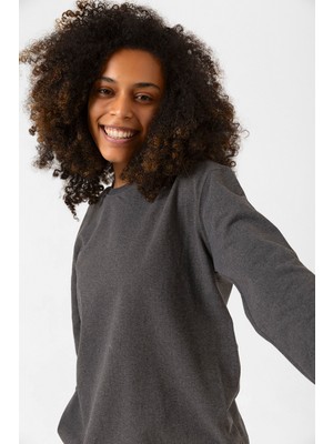 Tshirthane Füme Basic Kadın 2 iplik Sweatshirt