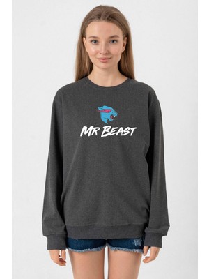 Tshirthane Mr Beast Füme Kadın 2ip Sweatshirt