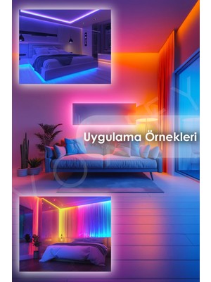 Tak Çalıştır Oda Aydınlatma Sistemi 5 Metre Rgb Şerit LED Kumandalı Aydınlatma