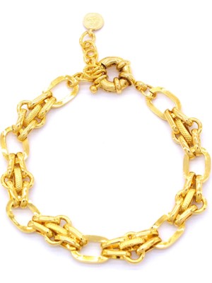 Bz 22 Ayar Altın Kaplama Işıltılı Zincir  Kadın Bileklik BLK-426